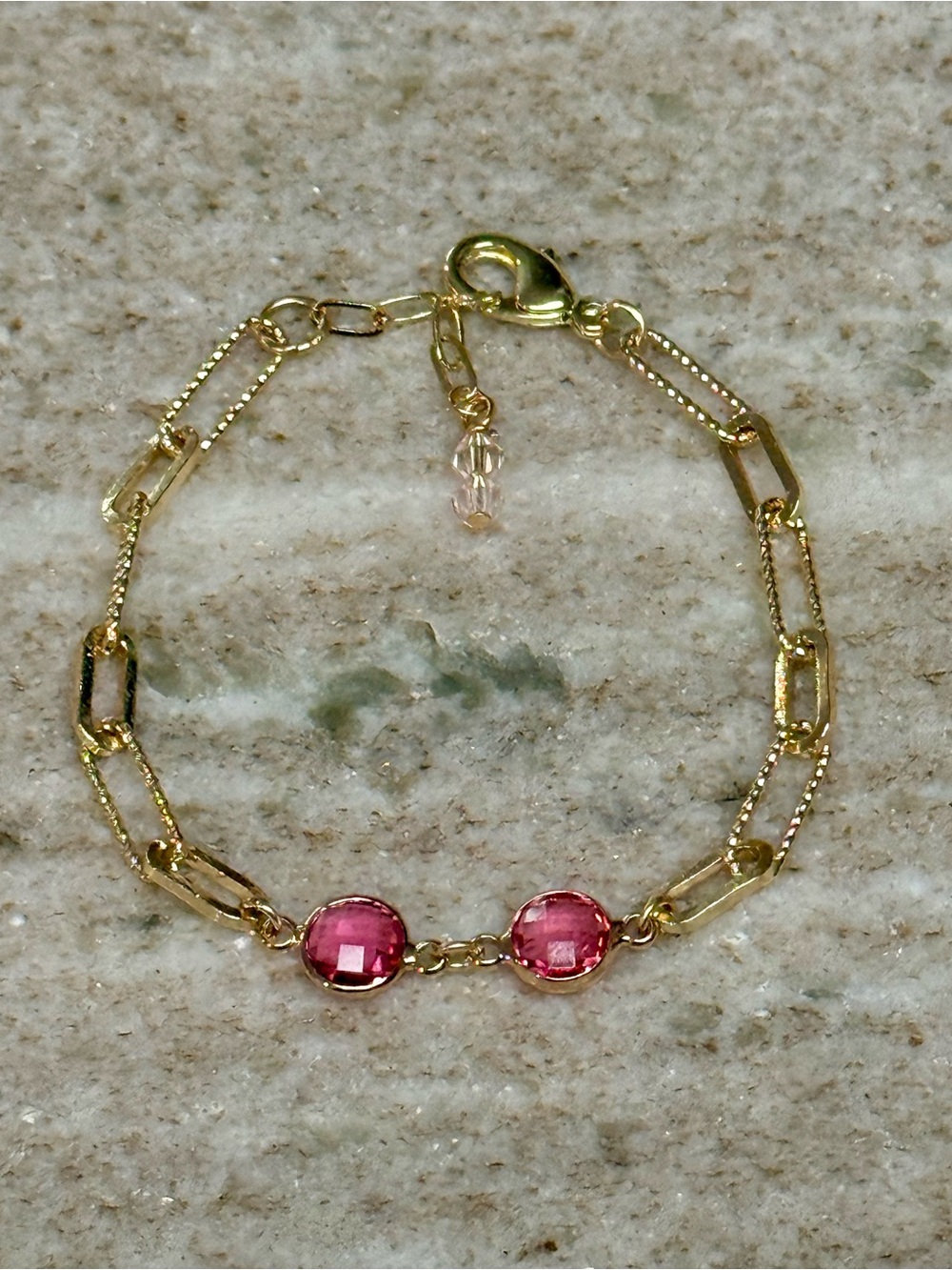 Gold-Filled October Birthstone Bracelet - Pink Tourmaline Crystal